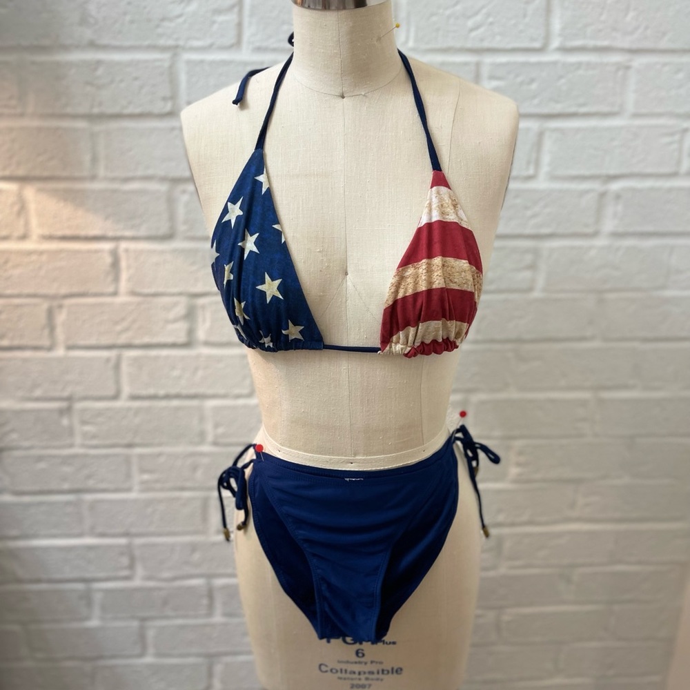 LABOR DAY SWIMSUIT! American flag string bikini - medium - but adjustable